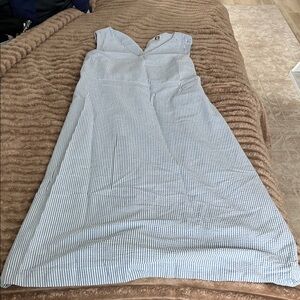 Searsucker Blue and White Maxi Dress